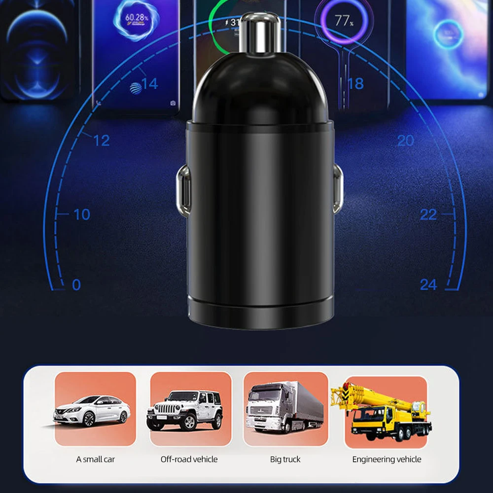 Mini Car Charger Quick Charge 4.0 QC4.0 QC3.0 QC SCP 5A PD Type C 200W Fast USB Car Phone Charge For iPhone Xiaomi Mobile Phone