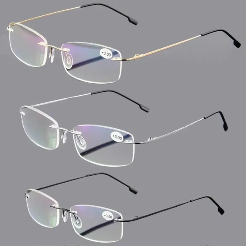 Stylish Rimless Reading Glasses For Seniors - Ultra-light TR90 Frame, Portable, Multiple Diopters Available Anti Blue Light