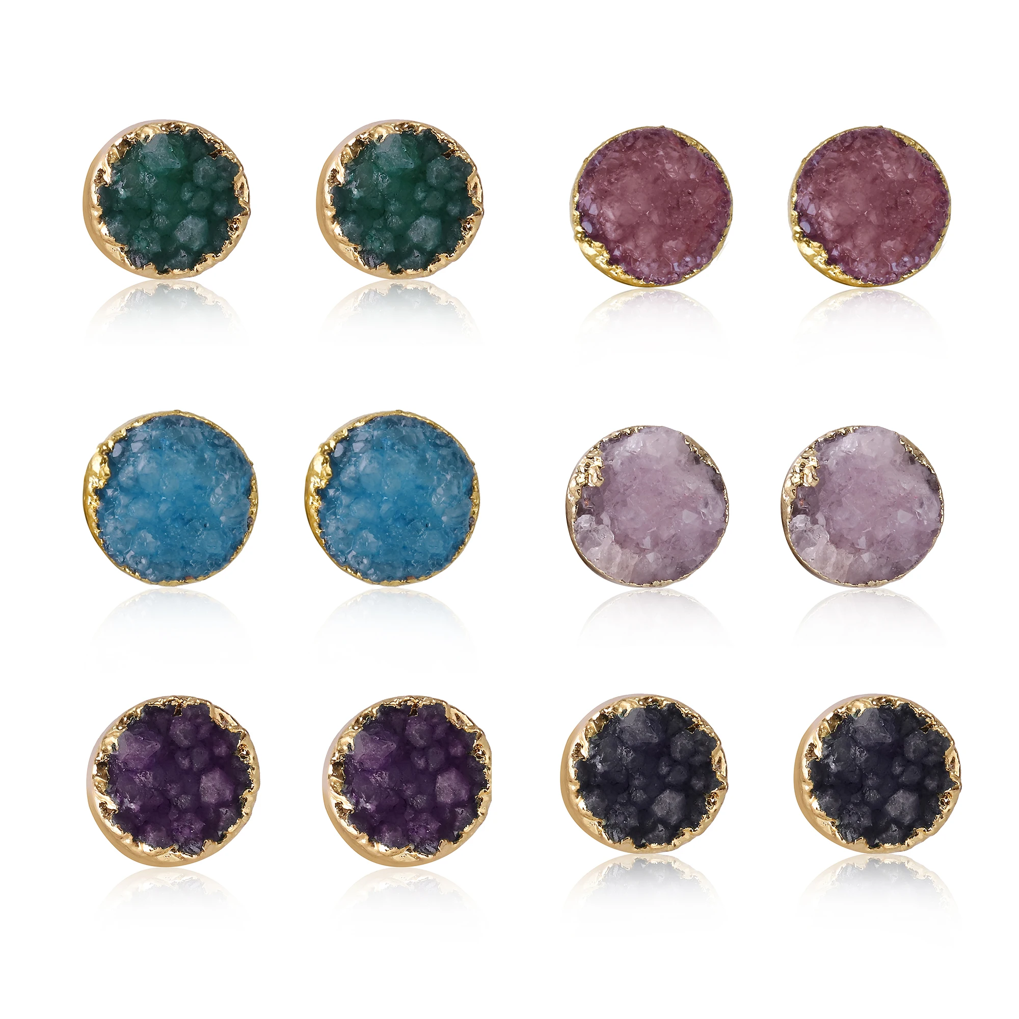 Natural Agate Stainless Steel Mini Round Stud Earrings - Unique, Chic, and Handcrafted for a Stylish Statement Look!