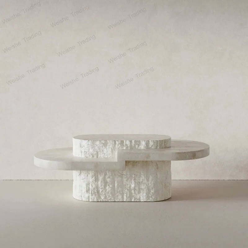 

Овальный стол из стекловолокна с имитацией камня для бутиков и шоурумов, устойчивый к теплу и царапинам, художественный, с возможностью индивидуального заказа