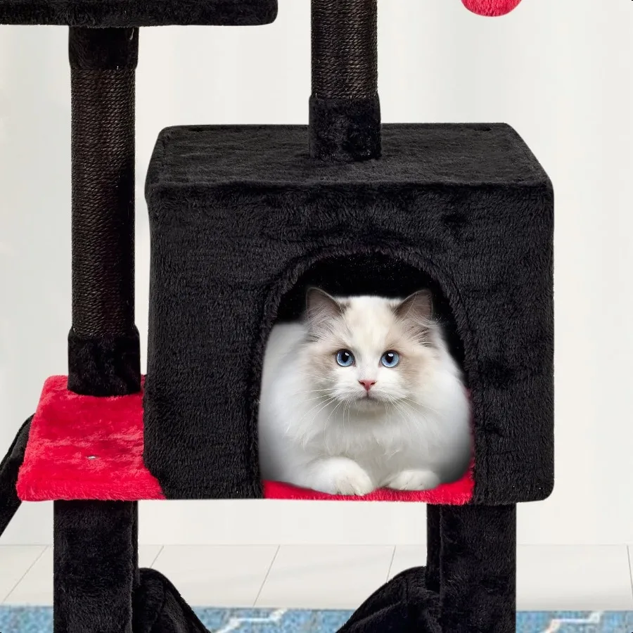 Gotycki drapak dla kota z łóżkiem w kształcie trumny dla kotów domowych, wieża dla kota z drapakiem, nowoczesny domek do zabawy dla dużych kotów, kondo