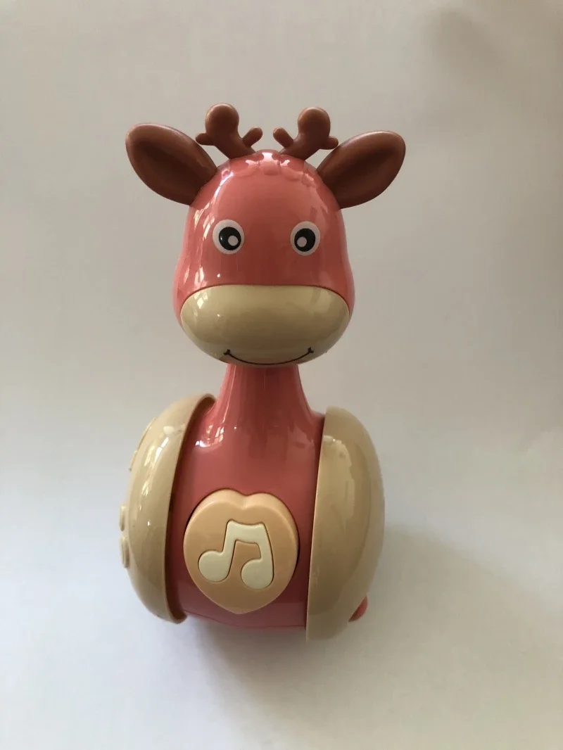 Sliding Deer Baby Tumbler Rattle Learning Education Toys Newborn Teether Infant Hand Bell Mobile Press Squeaky Roly-Poly Toy