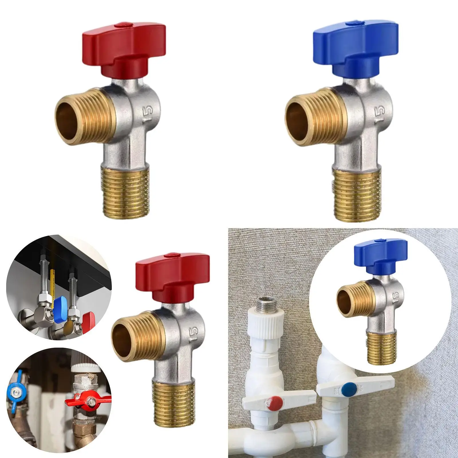 Angle Stop Valve G1/2'' Replacement 1/4 Turn Shut Off Valve Faucet Valve Water Valve for Faucet Toilet Bathroom Basin Kitchen