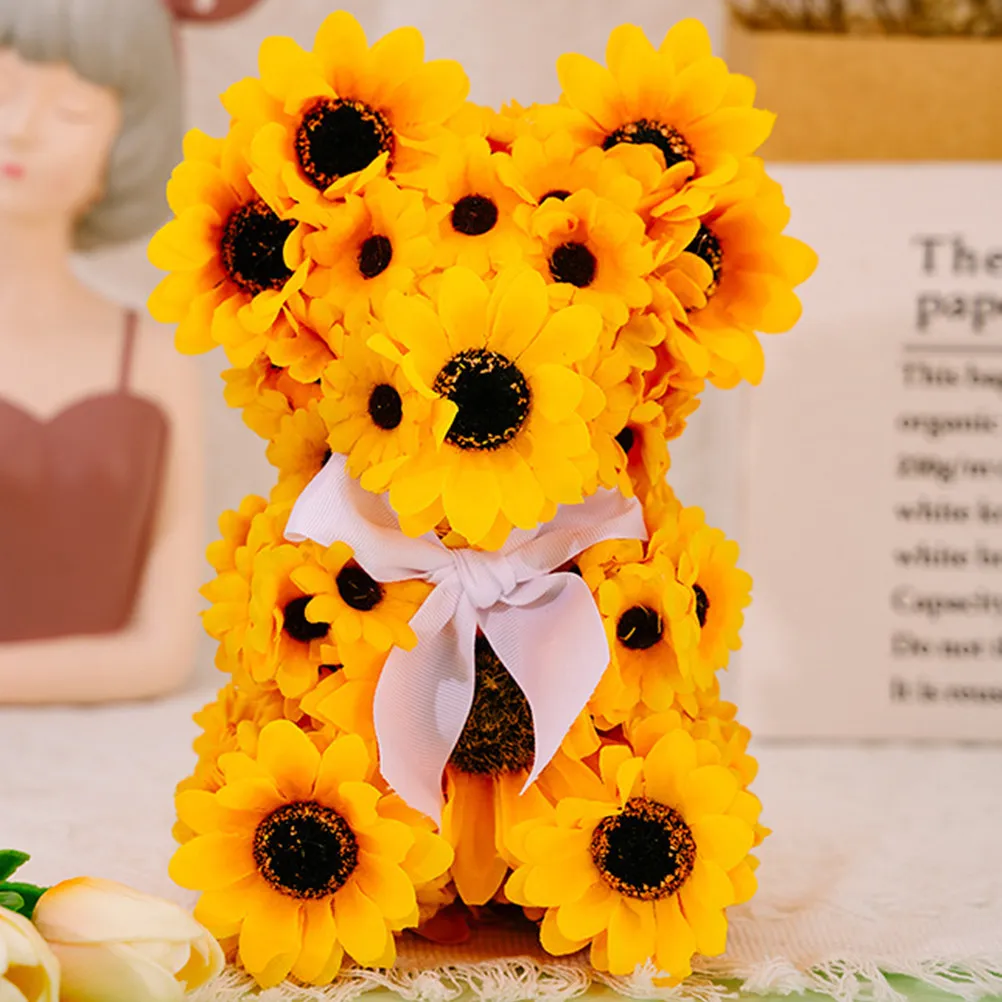 

Sunflower Bear Decoration Cute Bear Shaped Desktop Decor Kids Room Ornament Bedroom Decoration Creative Gift
