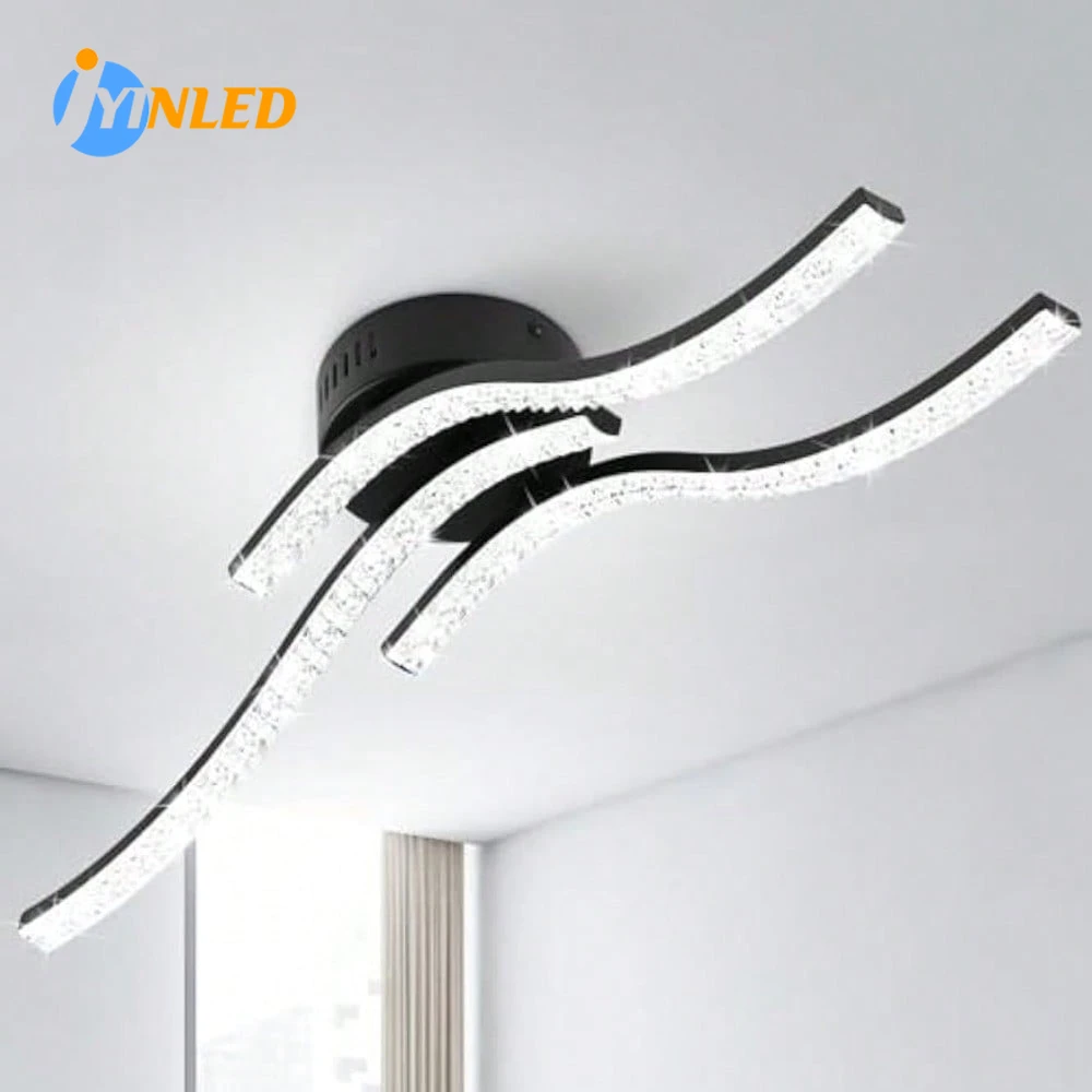 Modern LED Ceiling Light Crystal Long Wave Ceiling Lamp Living Room Bedroom Study Corridor Aisle Entrance Balcony Home Decor