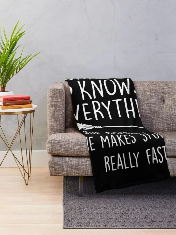 Grandma Knows Everything Funny Grandmother Joke Proud Grammy Throw Blanket Blankets For Baby bed plaid Blankets