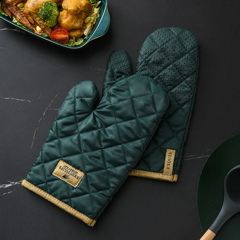 Oven Mitts High Temperature Resistance BBQ Gloves Fireproof Heat Insulation Non-slip Kitchen Baking Hand Clip Microwave Silicone