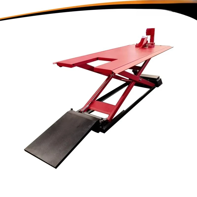 UNITE U-M09 Single Post CE Certified Motorcycle Lift Manual Lock Release Electromagnetic Lowering Drawer-Style Platform 0.7 Ton