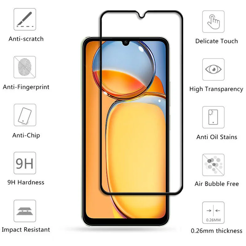 4Pcs Glass For Xiaomi Redmi 13C Tempered Glass For Redmi 13C 12C 12 Screen Protector HD Protective Phone Film Redmi 13C