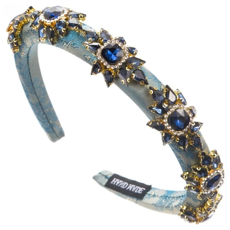 

652F Foam Embroidery Headband for Women NonSlip Hairband Rhinestones Studded Headbands for Party Women Hair Styling Ornaments