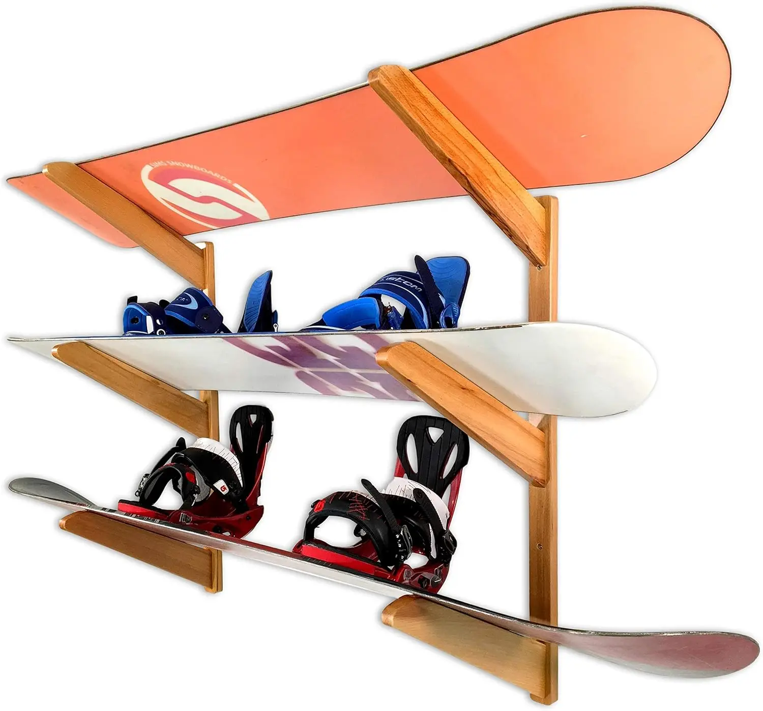 

Timber Snowboard Wall Rack, Indoor Storage, Solid Natural Wood (3 Boards)