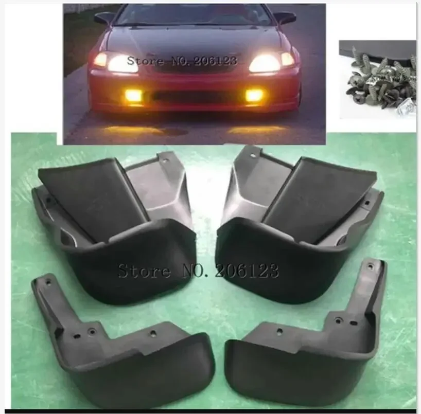 Set of 4 Front & Rear Left+Right Splash Guard Mud Flaps for Honda Civic 1996 1997 1998 1999 2000