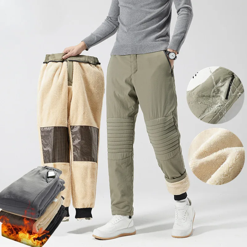 

2024, зимняя новая мода, утепленные флисовые теплые водонепроницаемые спортивные брюки, мужские повседневные свободные брюки большого размера высокого качества 6XL