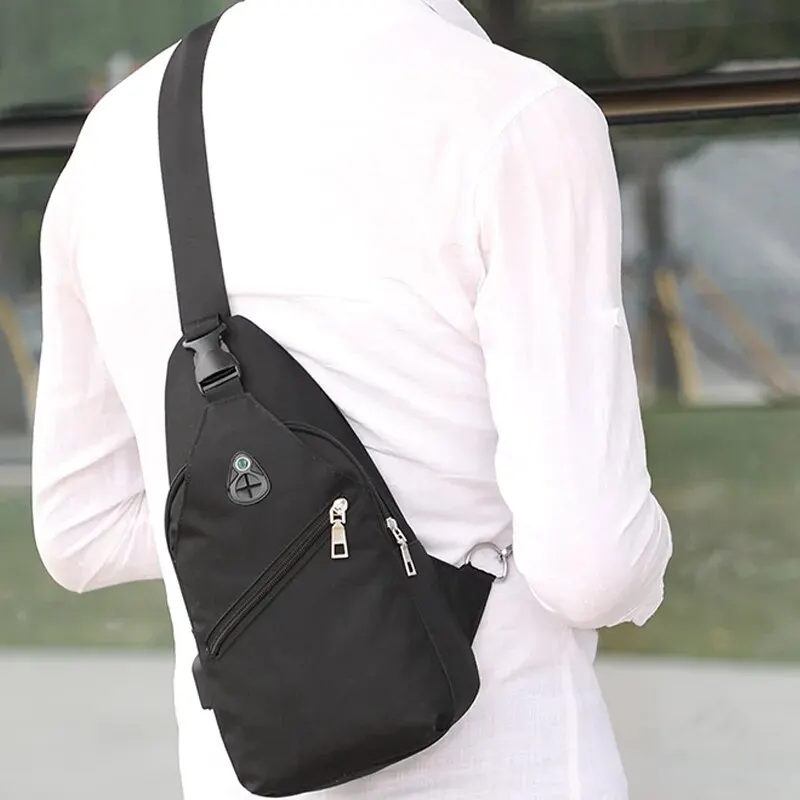 A New Boy Chest Bag Usb Crossbody Bag Shoulder Bag Waterproof Fashion Leisure Small Chest Bag Men's Bag Large Capacity