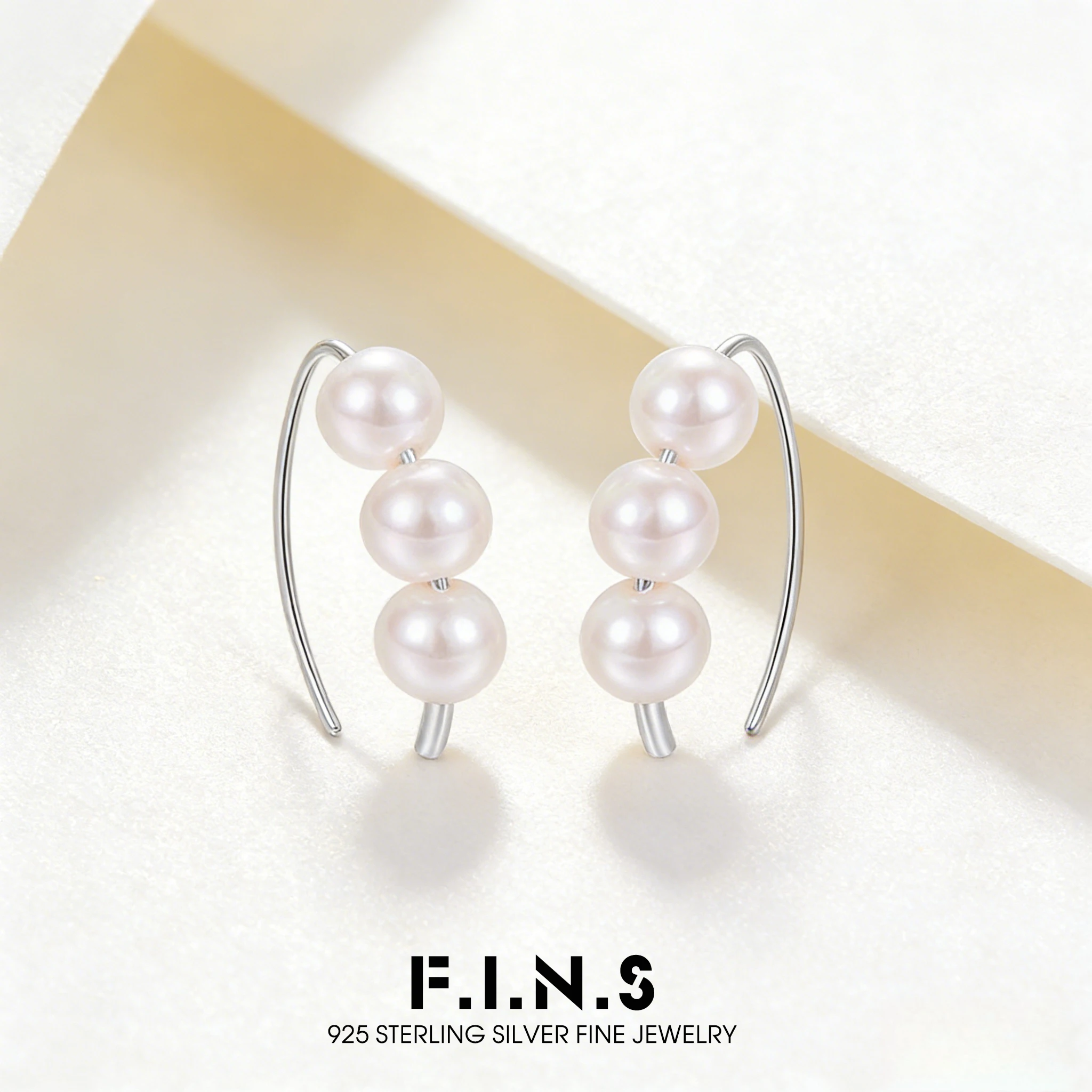 

Французские винтажные роскошные серьги F.I.N.S из стерлингового серебра 925 пробы с жемчугом для женщин, минималистичные серьги-крючки с одним рядом жемчуга, изысканные ювелирные изделия