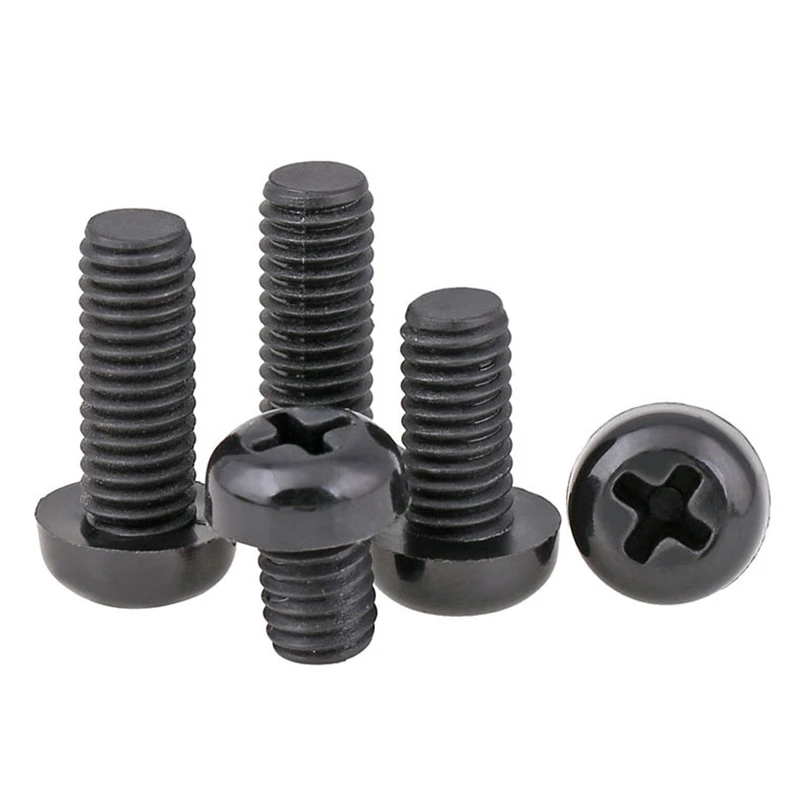 50pcs M2 M2.5 M3 M4 Metric Threaded Black White Nylon Plastic Phillips Pan Head Cross Round Machine Screw Bolt length 4mm-25mm