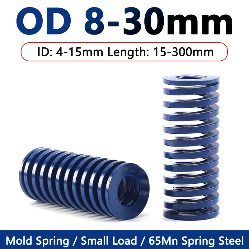 1pc Blue Light Load Die Mold Spring Compression Spring Steel Outer Diameter 8 10 12 14 16 18 20 22 25 27 30mm Length 15-300mm