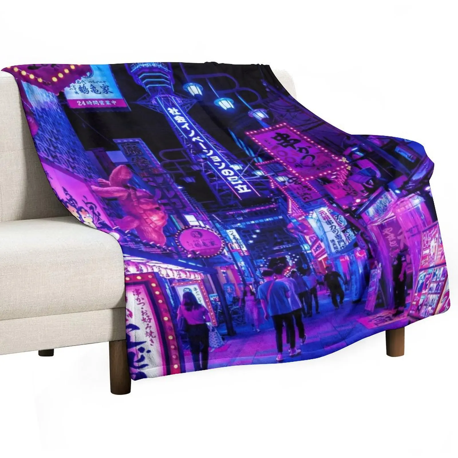 Osaka City Anime Scenes Throw Blanket Bed covers Travel Blankets