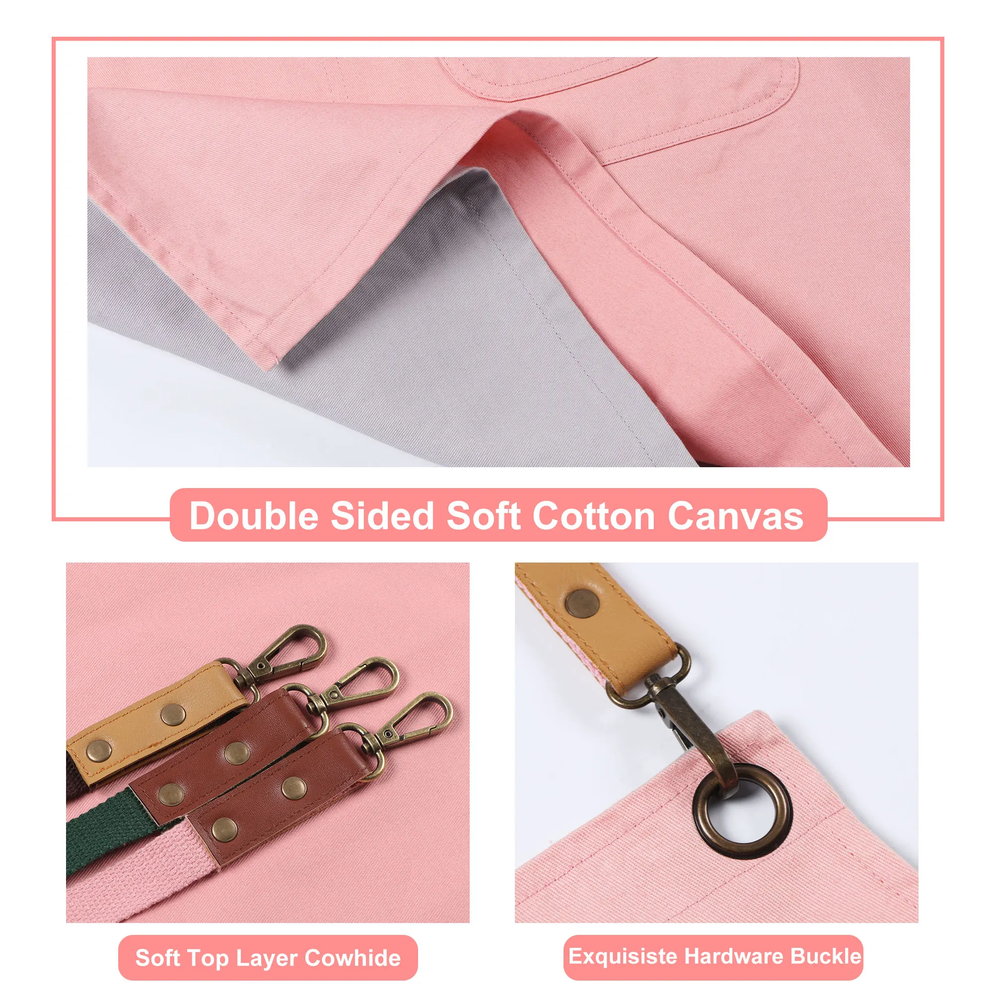 Fashionable Cotton Double-Sided Apron Gardening Coffee Shop Exquisite Work Clothes Adjustable Straps Home Kitchen Apron