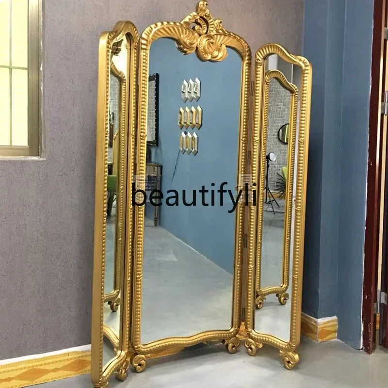 

customization bedroom carved full body bathroom against the wall large mirror European-style cloakroom dressing floor mirror