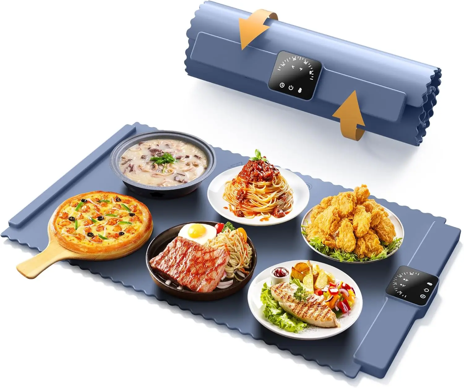 Warming Mat For Food - Portable Silicone Electric Warming Tray With 5 Level Temperature And 4 Hours Timer,Extra Large