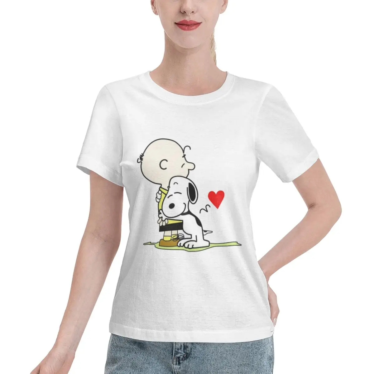 

Snoopy Men's 100% Cotton Short Sleeve T-shirt Top Loose Tshirt