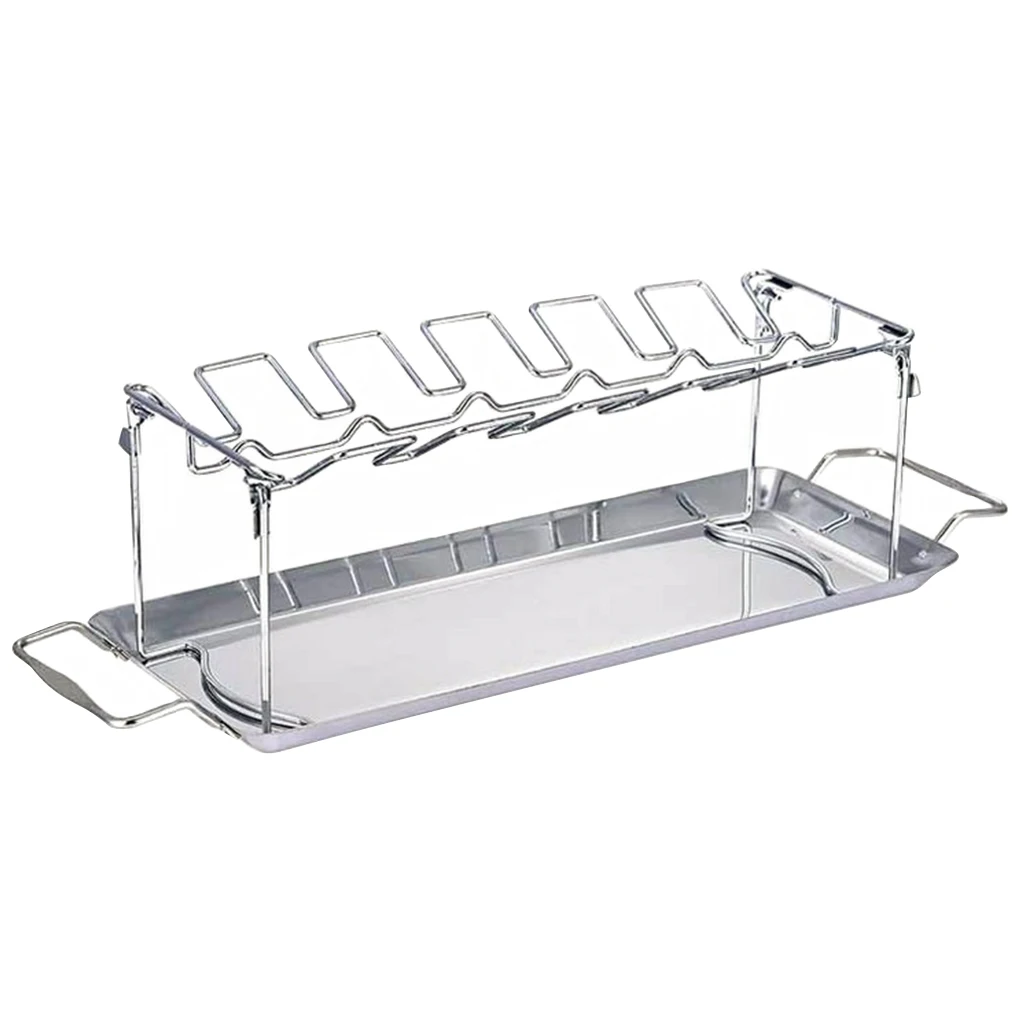 

Подставка для гриля из нержавеющей стали, 14 сеток, подставка для барабанных палочек, складной портативный держатель для куриных ножек для пикника на барбекю