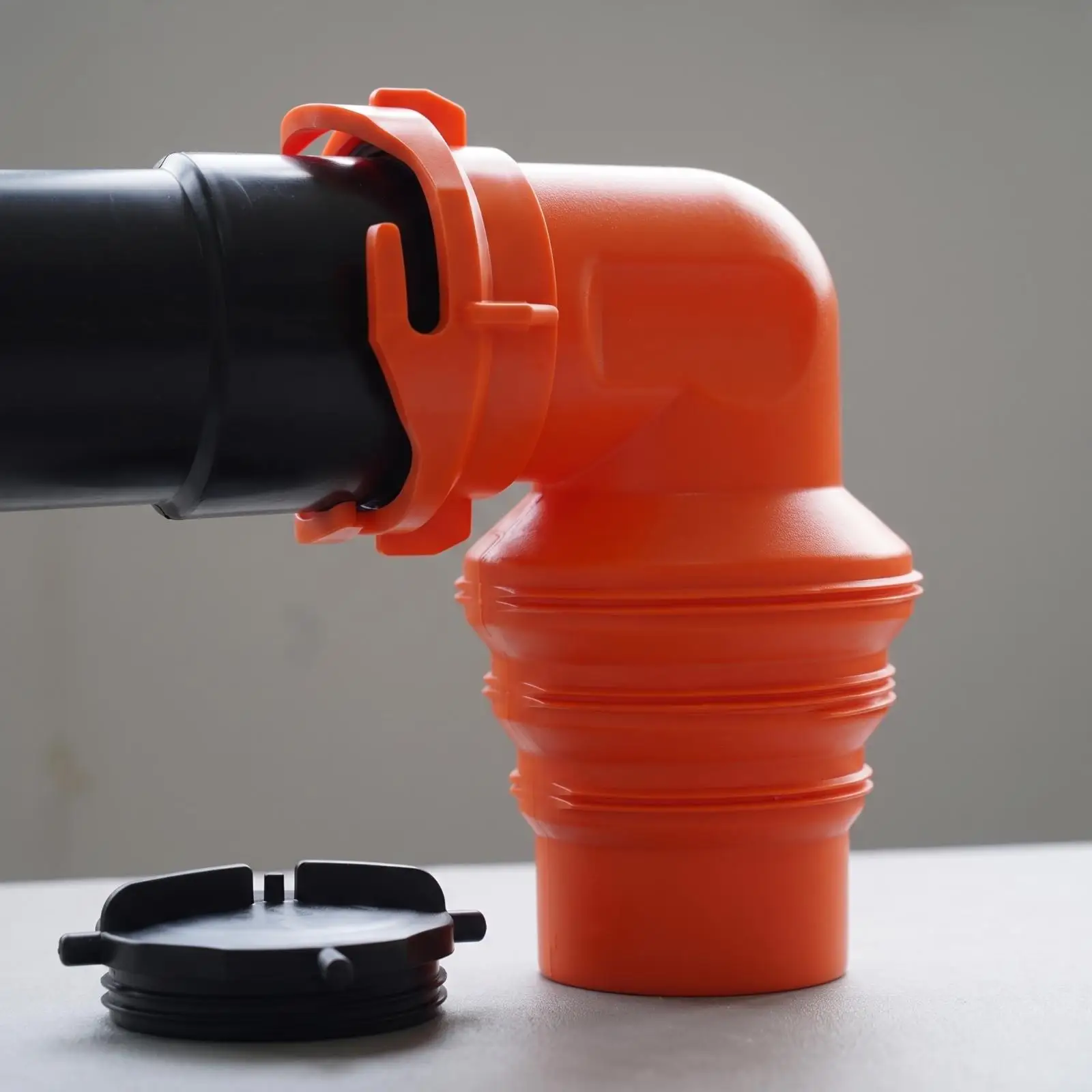 90 Degree Drainage Elbow Connector ABS Sewer Hose Fitting with Screw Caps for RV Camping Waste Tank