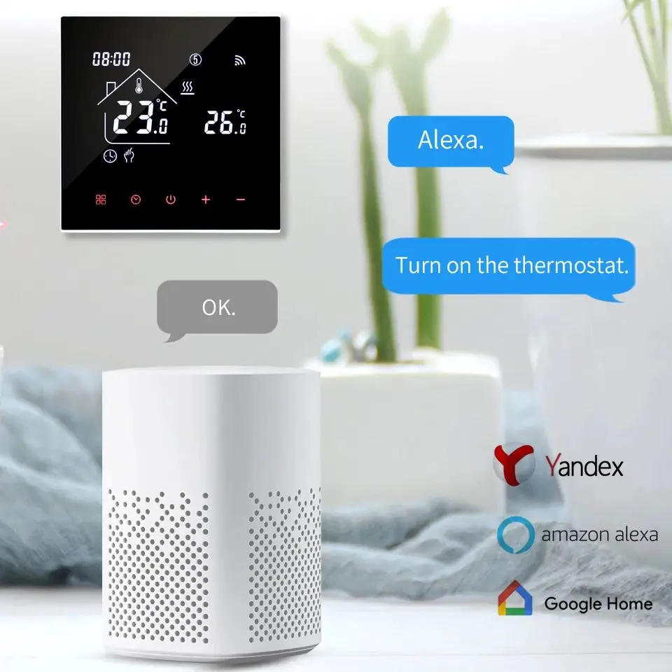 Tuya Wifi Smart Heating Thermostat LCD Display Voice Control Electric/Water Floor Temperature Controller for Alexa And Alice