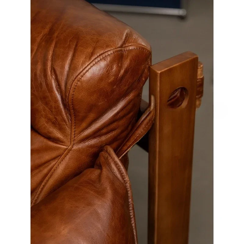Leather single light luxury retro style designer leisure chair