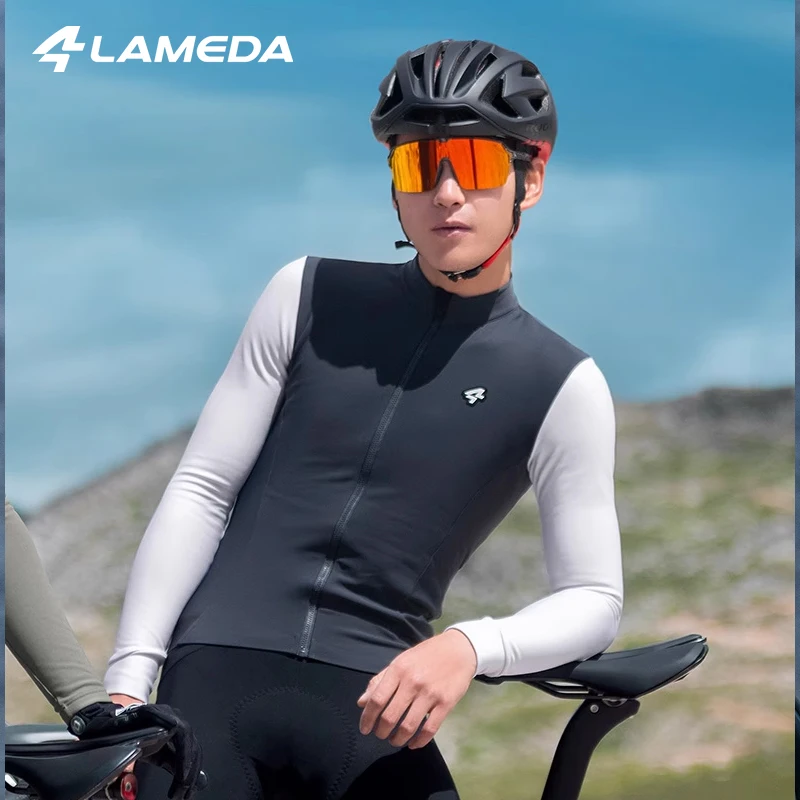 

LAMEDA Cycling Jersey Long Sleeve Thickened Men's Full-Zip Cycling Jersey Mountain Bike Cycling Jersey MTB Winter Fleece Cycling