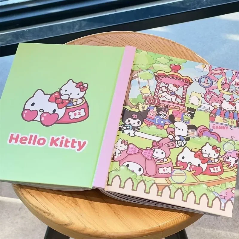 HelloKitty Kuromi My Melody Cinnamoroll All Cartoon Colored Pages Diary Anime Patterns Recording Emotions A5 Hard Shell Notebook