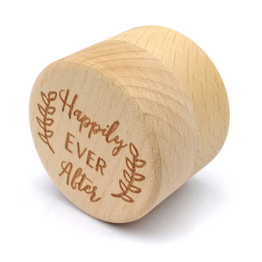 

Wooden Round Vintage Ring Box Rustic Wedding Engagement Romantic Sweet Words Rings Holder Proposal Storage Wooden Ring Box