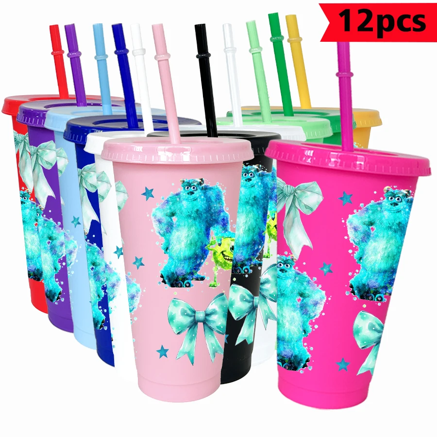 

12PCS/pack Disney, Monster, Bow 26oz Multicolor Plastic Water Cup Party Drinking Set Birthday/Back to School Gift