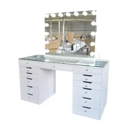 home bedroom furniture glam mirror modern transparent desktop design wooden super large storage dressing table vanity table