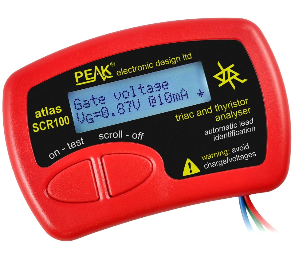 Peak Atlas SCR100 Component Tester, Professional SCR Thyristor & Triac Analyser With Automatic Pin out Identification For Electr
