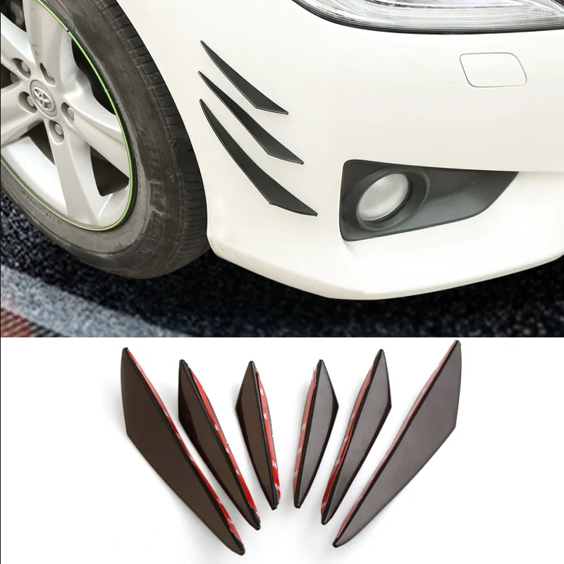 6PCS Universal Rubber Car Front Bumper Lip Protector Rear Diffuser Carbon Fiber Spoiler Splitter Wing Protection Guard Stickers