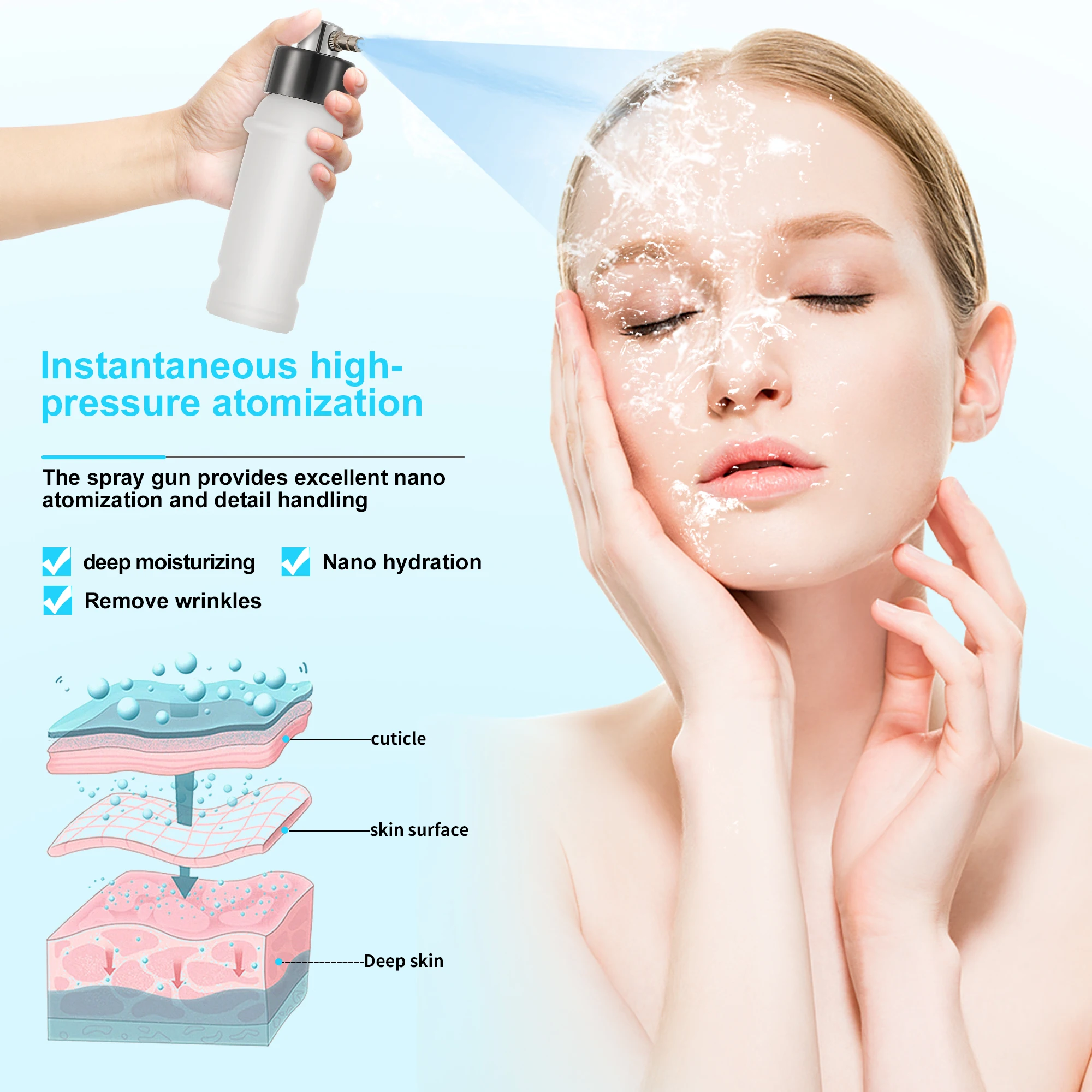 Diamond Dermabrasion Wand Water Spray Exfoliation Beauty Wrinkle Face Peeling Microdermabrasion Machine