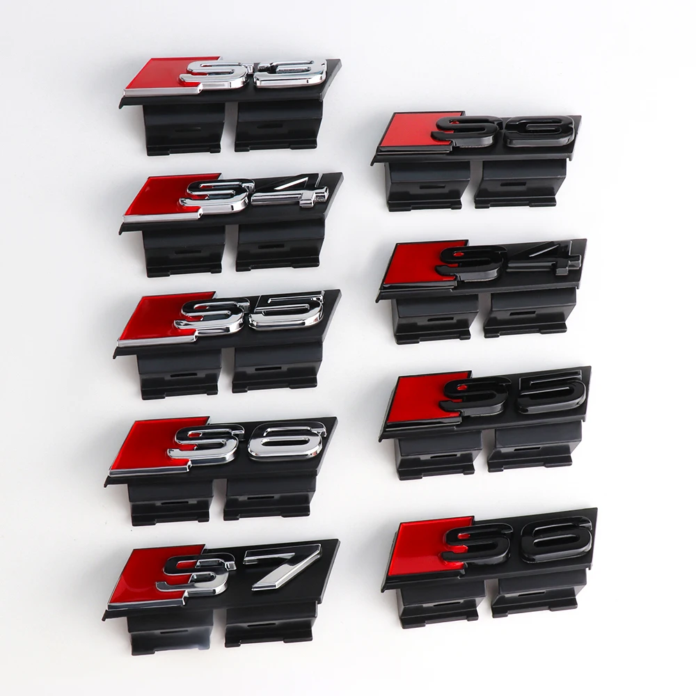 1 Stück 3D Schwarzes Auto-Logo S3 S4 S5 S6 S7 Emblem Kühlergrill-Abzeichen Heckkofferraum-Aufkleber Mittelabdeckung für Audi A1 B2 A7 C8 TT Q3 C5 R8 – Detail 8