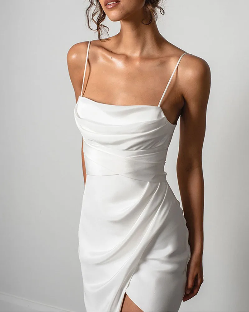 2025 New Style French style Strapless Lightweight Wedding Dress With Backless Design Embroidered Satin Material Short Train