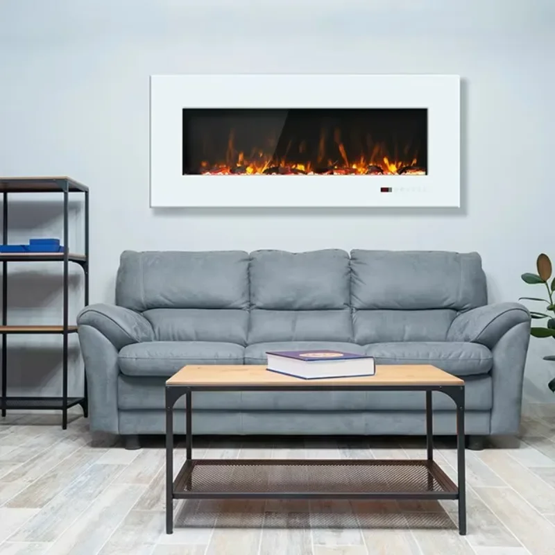 【الأكثر مبيعًا】مدفأة كهربائية بيضاء مقاس 50 بوصة من Luxstar مع لوحة شاشة لمس للتحكم عن بعد معلقة للاستخدام المنزلي