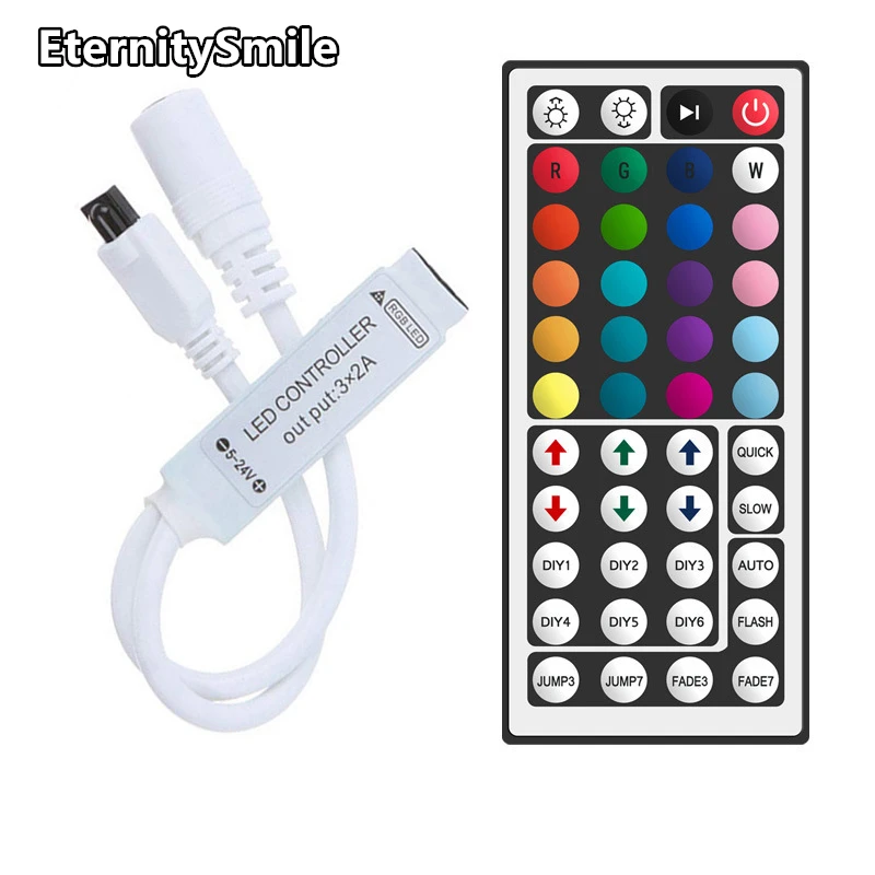 DC5-24V RGB LED Controller with RGB 24-Key 44-Key Remote Control for 4 PIN RGB 5050 LED Strip Lights