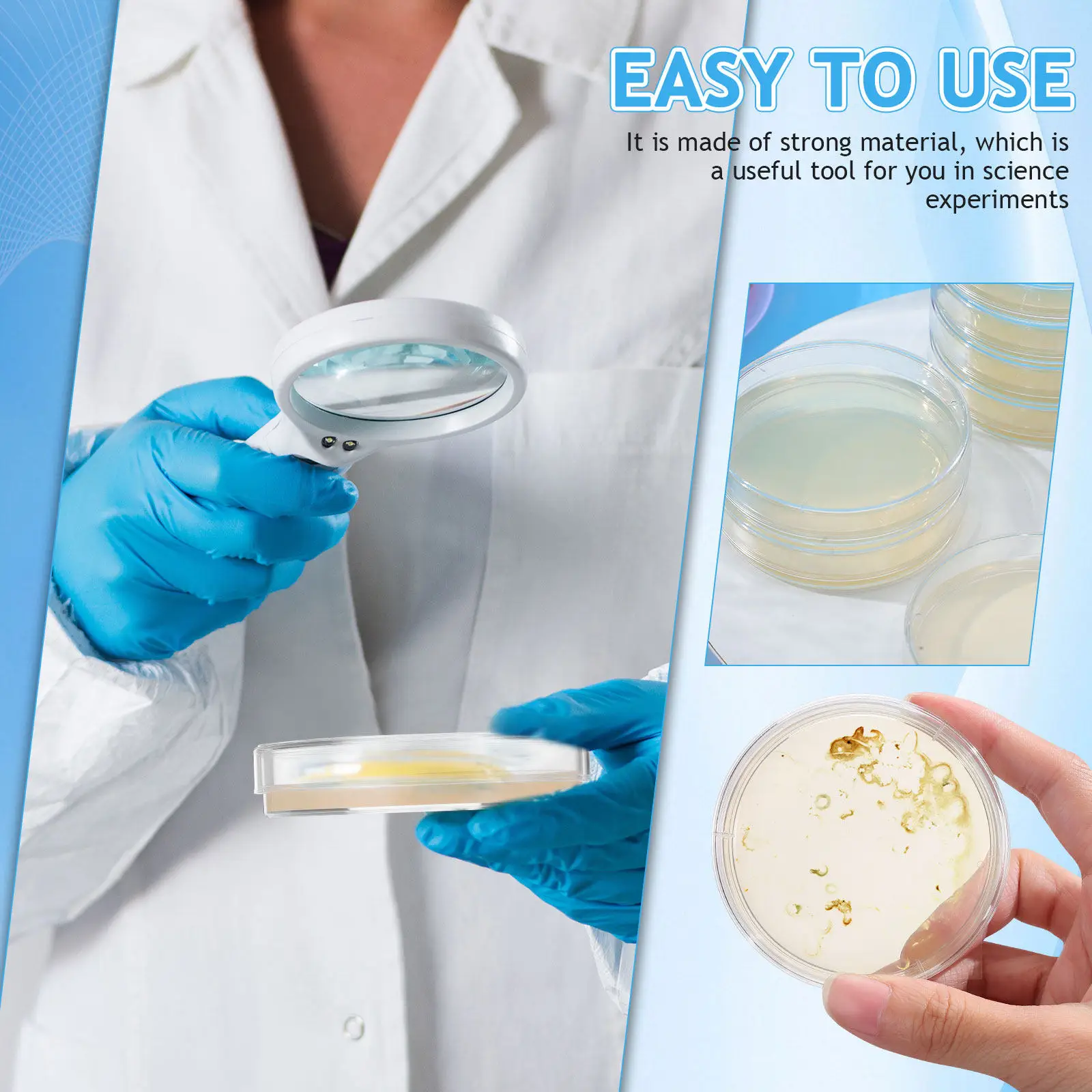 

10 шт. чашек Петри с питательной агаровой средой, 7 см, предварительно заполненные, для научных экспериментов, лабораторное оборудование, инструмент для STEM-образования