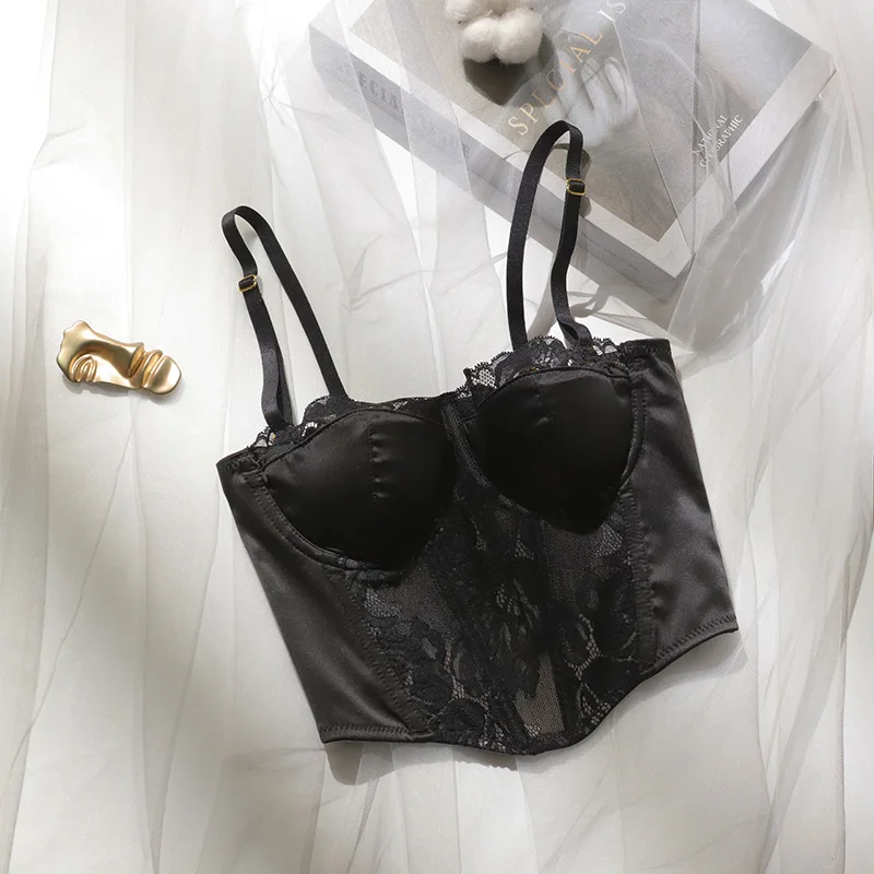 Chaleco de encaje para mujer, ropa interior, almohadilla Base, Top de tubo de una pieza, Top de verano que aumenta la cintura, ort Sle Slim Fit de poliéster