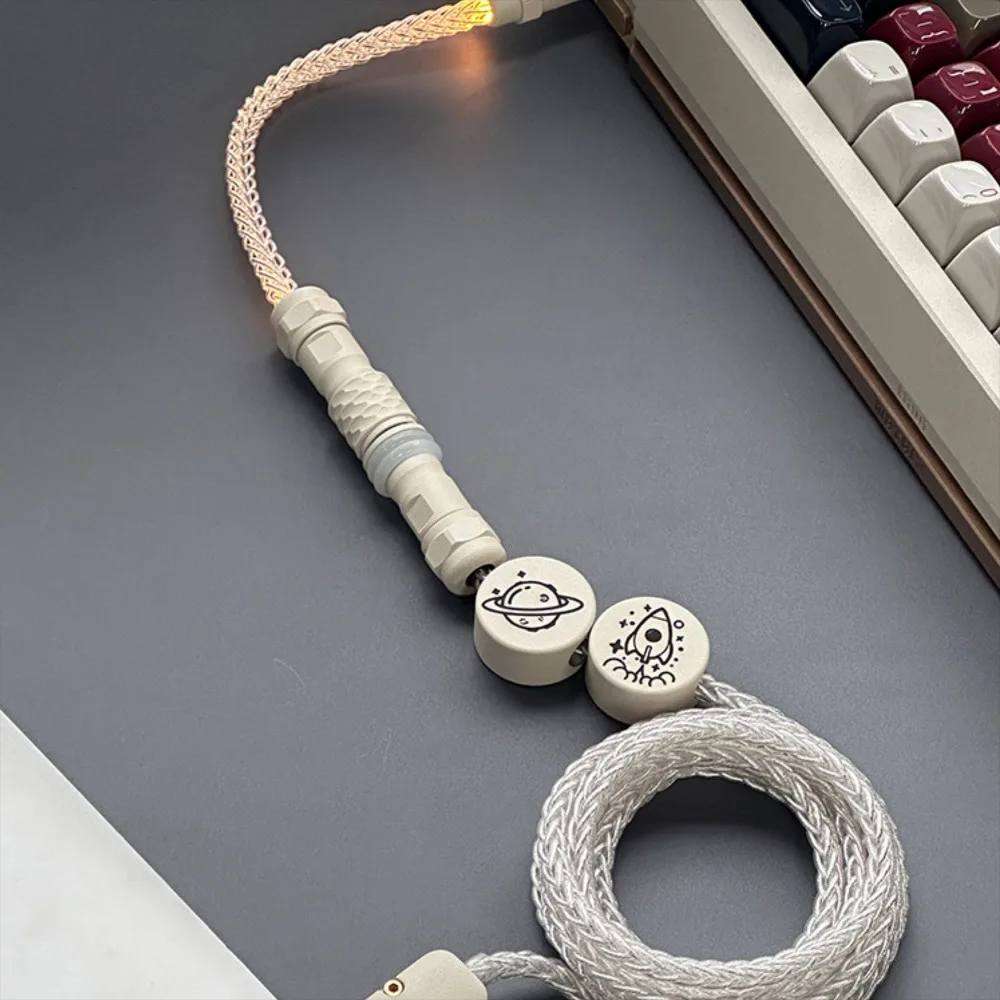 UNKNOWN ERROR RGB Braided Keyboard Cable USB to Type-C Single Crystal Copper 1.4m Aviation Connector for Gaming Keyboard Gifts