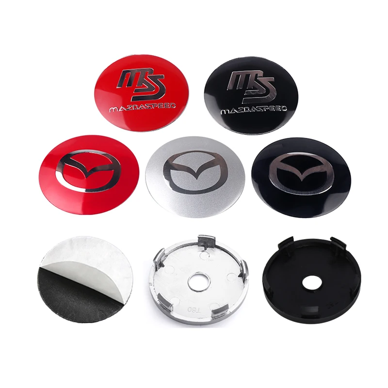 4pcs 56/60mm Car Badge Wheel Center Cover Hub Cap Stickers For Mazda Speed MS 2 3 5 6 7 323 RX8 Axela Atenza CX-3 CX-4 CX-5 CX-8