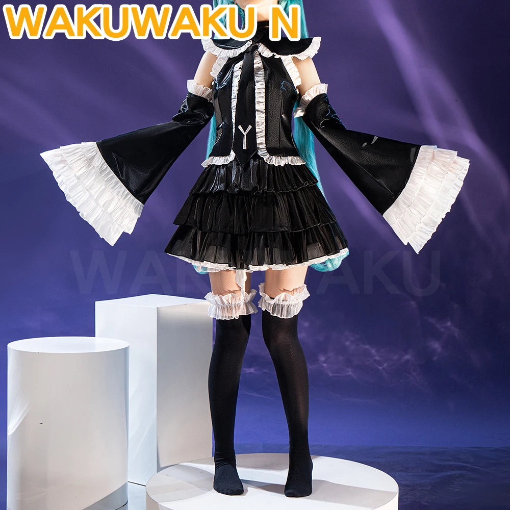 

MIKUU Косплей Костюм Игра Косплей WakuWaku-N Mikuu Future Tone Косплей Женский Костюм Готическая Лолита Черное Платье Хэллоуин