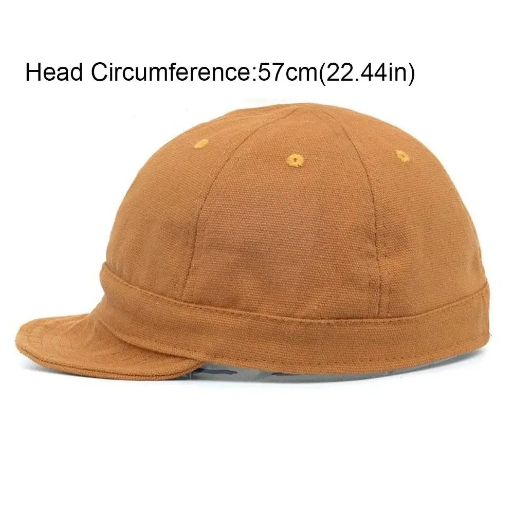 Berretto da baseball a tesa corta semplice tinta unita Cappello da sole in cotone stile giapponese Protezione solare Berretto con visiera a tesa piatta Sport