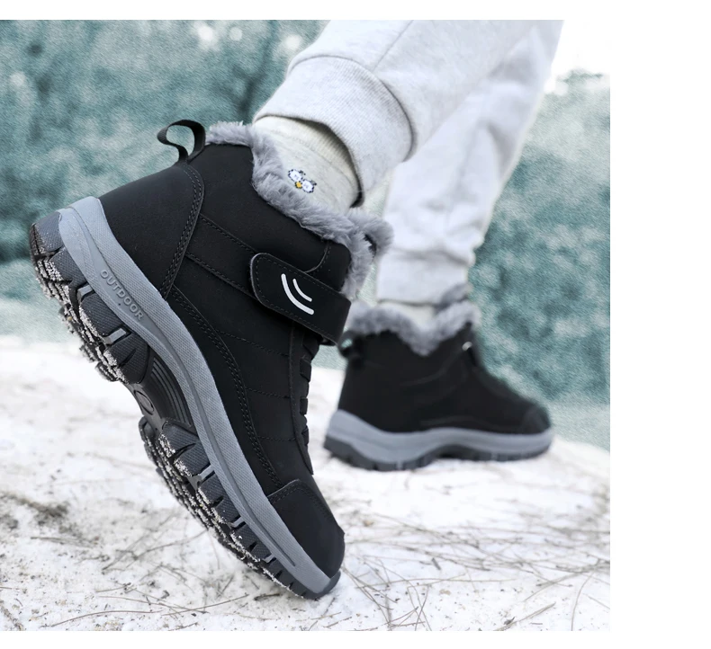 Unisex Winter Outdoor Berg-Baumwollschuhe Rutschfeste Warme Fleece-Gefütterte Wanderstiefel Wasserdichte Kältebeständige Schneestiefel 35-46 – Detail 31