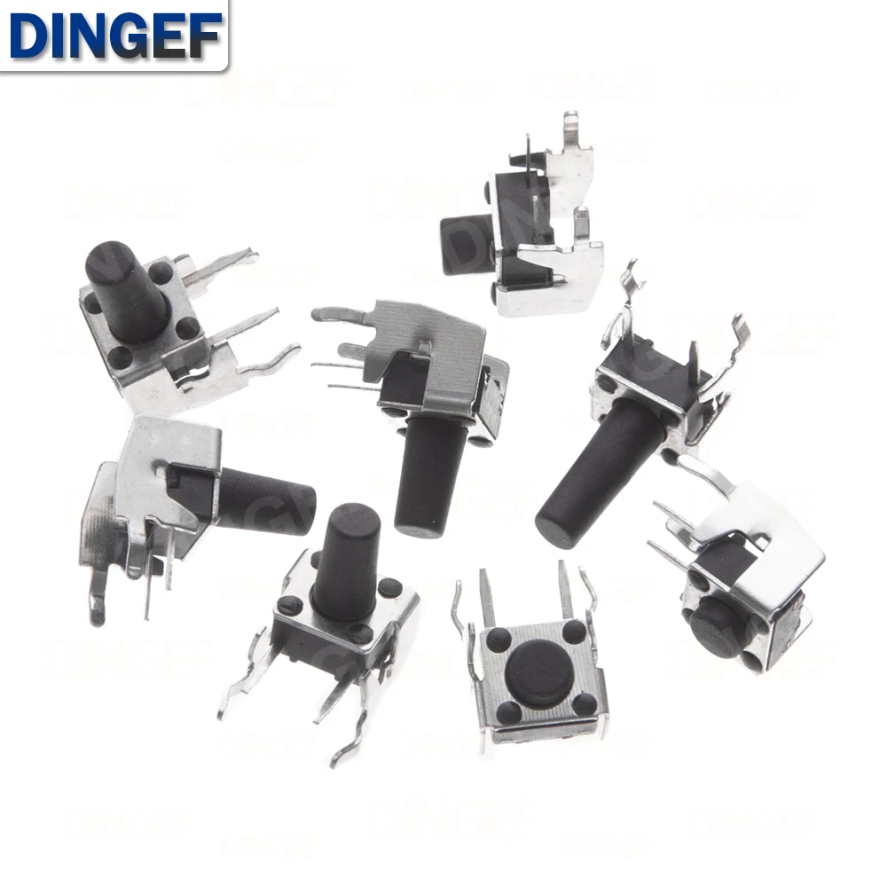 20PCS 6X6X5H 6*6*5mm 4Pin touch button micro switch Self-reset with bracket 6*6*4.3/5/6/7/8/9.5mm 